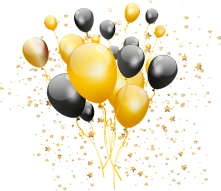 gold and black balloons